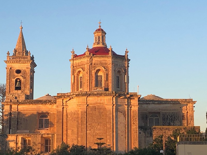 Balzan parish church during sunset