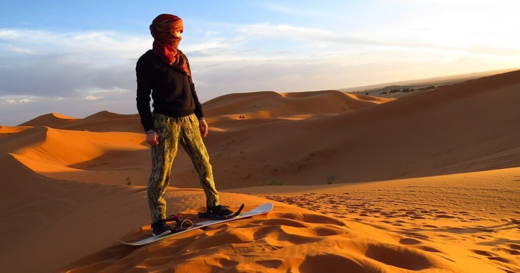 Sandboarding in Merzouga desert