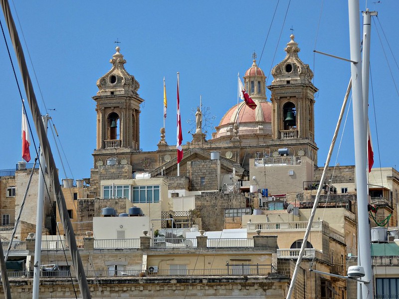 St. Julian’s Church (Senglea) seen from Birgu, Malta