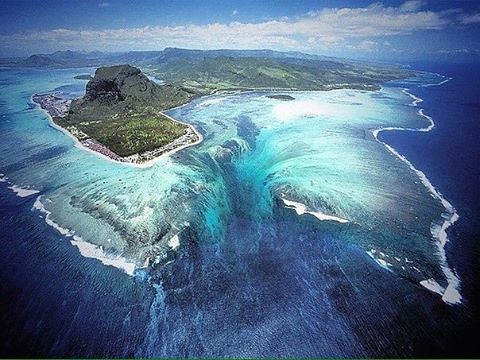 Underwater waterfall in Mauritius